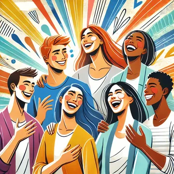 Ilustración de personas diversas y seguras, abrazando su individualidad en un entorno vibrante que simboliza confianza y autoaceptación.
